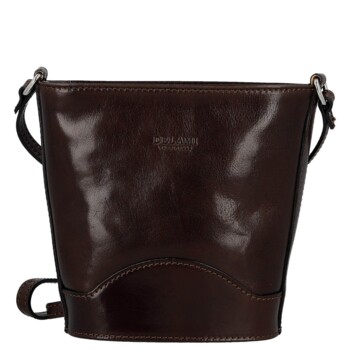 Dámská kožená crossbody kabelka tmavě hnědá - Delami Vera Pelle Saimix