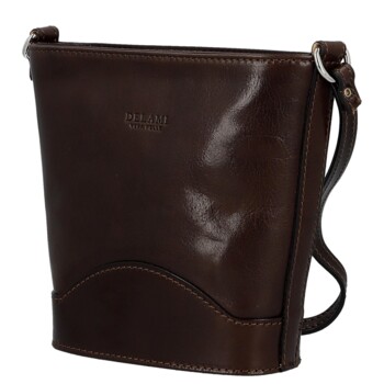 Dámská kožená crossbody kabelka tmavě hnědá - Delami Vera Pelle Saimix