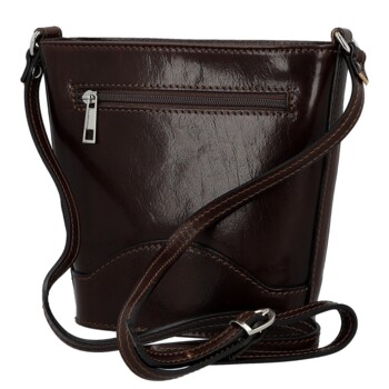 Dámská kožená crossbody kabelka tmavě hnědá - Delami Vera Pelle Saimix