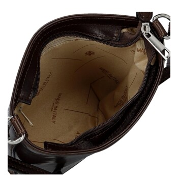 Dámská kožená crossbody kabelka tmavě hnědá - Delami Vera Pelle Saimix