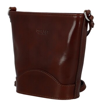 Dámská kožená crossbody kabelka hnědá - Delami Vera Pelle Saimix