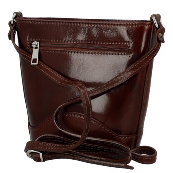 Dámská kožená crossbody kabelka hnědá - Delami Vera Pelle Saimix