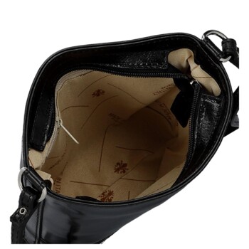 Dámská kožená crossbody kabelka černá - Delami Vera Pelle Saimix