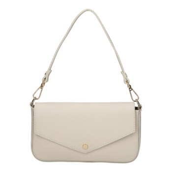 Dámská kožená kabelka na rameno krémová - Delami Vera Pelle Aksely