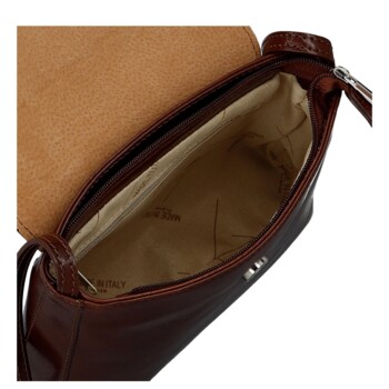 Dámská kožená crossbody kabelka hnědá - Delami Vera Pelle Maryam New