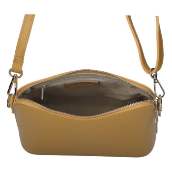 Dámská kožená crossbody kabelka tmavě žlutá - Delami Vera Pelle Gosslin