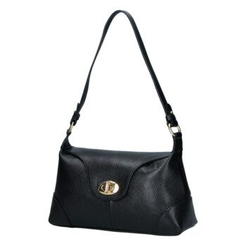 Dámská kožená crossbody kabelka černá - Delami Vera Pelle Logi