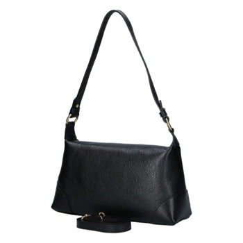 Dámská kožená crossbody kabelka černá - Delami Vera Pelle Logi
