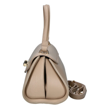 Dámská kožená crossbody kabelka taupe - Delami Vera Pelle Koleta