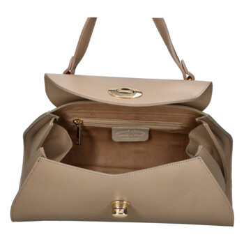 Dámská kožená crossbody kabelka taupe - Delami Vera Pelle Koleta