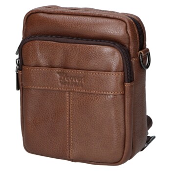 Pánská kožená crossbody taška hnědá - Coveri Fabien