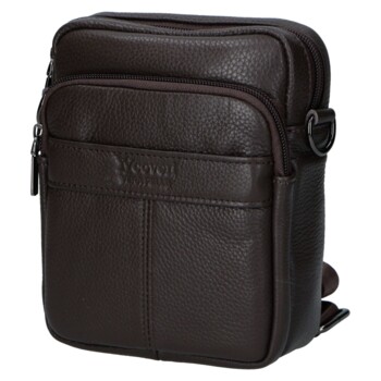Pánská kožená crossbody taška coffee - Coveri Fabien