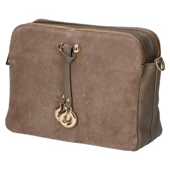 Dámská kožená crossbody kabelka taupe - Delami Vera Pelle Editka