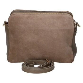 Dámská kožená crossbody kabelka taupe - Delami Vera Pelle Editka