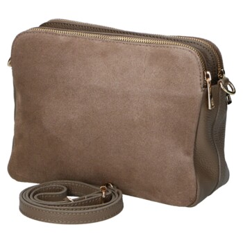 Dámská kožená crossbody kabelka taupe - Delami Vera Pelle Editka