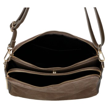 Dámská kožená crossbody kabelka taupe - Delami Vera Pelle Editka