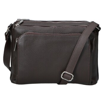 Dámská kožená crossbody kabelka coffee - Delami Vera Pelle Bandit