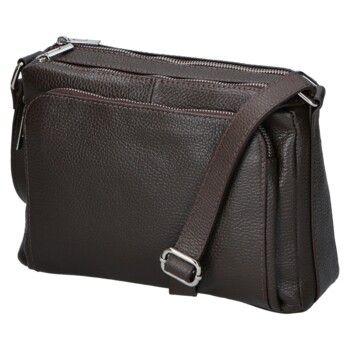 Dámská kožená crossbody kabelka coffee - Delami Vera Pelle Bandit