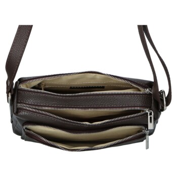 Dámská kožená crossbody kabelka coffee - Delami Vera Pelle Bandit
