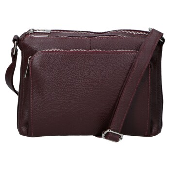 Dámská kožená crossbody kabelka vínová - Delami Vera Pelle Bandit