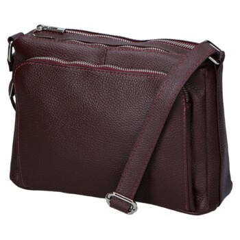 Dámská kožená crossbody kabelka vínová - Delami Vera Pelle Bandit