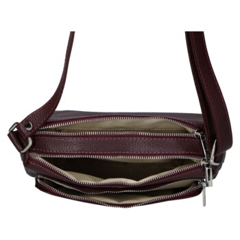 Dámská kožená crossbody kabelka vínová - Delami Vera Pelle Bandit