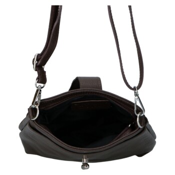 Dámská kožená crossbody kabelka tmavě hnědá - Delami Vera Pelle Rikkita