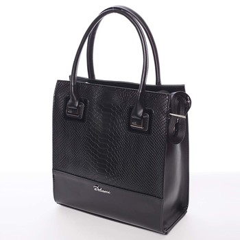 Dámská luxusní lakovaná kabelka černá se vzorem - Delami Claudine