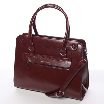 Elegantní pevná dámská kabelka do ruky tmavě červená - Silvia Rosa Takeon