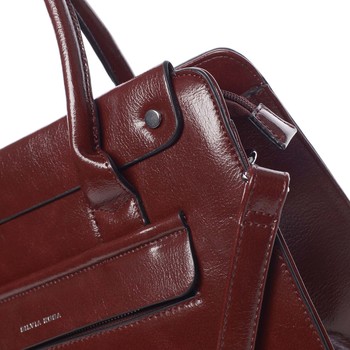 Elegantní pevná dámská kabelka do ruky tmavě červená - Silvia Rosa Takeon