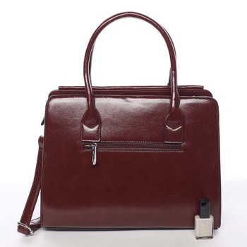 Elegantní pevná dámská kabelka do ruky tmavě červená - Silvia Rosa Takeon