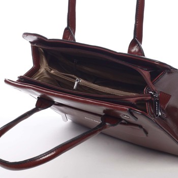 Elegantní pevná dámská kabelka do ruky tmavě červená - Silvia Rosa Takeon