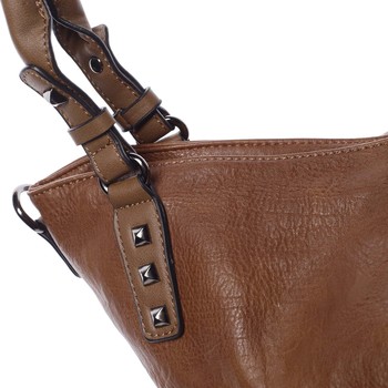 Velká módní měkká hnědá kabelka přes rameno - MARIA C Titania