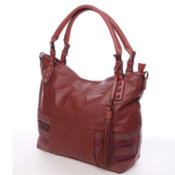 Velká módní měkká červená kabelka přes rameno - MARIA C Titania