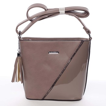 Elegantní dámská starorůžová pololakovaná crossbody kabelka - Silvia Rosa Seema