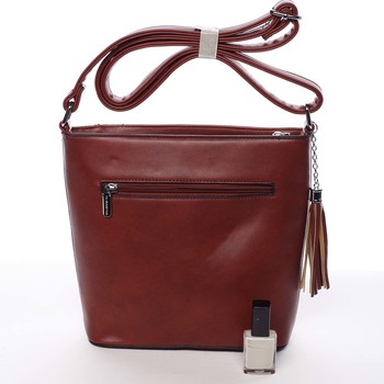 Elegantní dámská tmavší červená pololakovaná crossbody kabelka - Silvia Rosa Seema