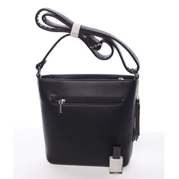 Elegantní dámská černá pololakovaná crossbody kabelka - Silvia Rosa Seema