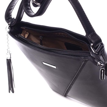 Elegantní dámská černá pololakovaná crossbody kabelka - Silvia Rosa Seema