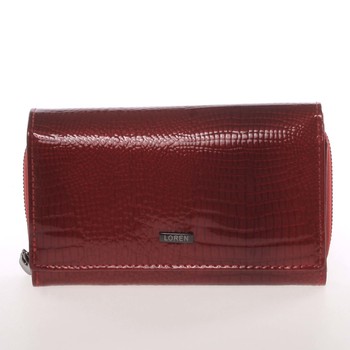Dámská červená luxusní kožená lakovaná peněženka - Loren Moreen