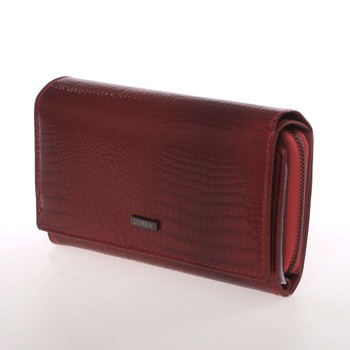 Dámská červená luxusní kožená lakovaná peněženka - Loren Moreen