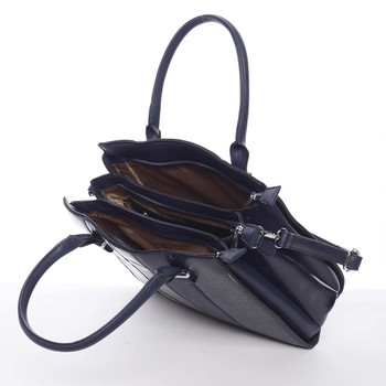 Módní tmavě modrá pololakovaná dámská kabelka přes rameno - Silvia Rosa Jeina