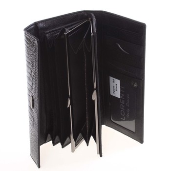 Dámská stylová kožená lakovaná peněženka černá - Loren 2044