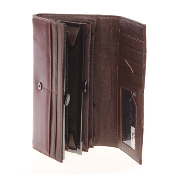 Luxusní pololakovaná kožená hnědá peněženka s kroko vzorem - Lorenti 2401K
