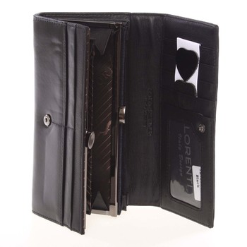 Luxusní hladká kožená černá peněženka - Lorenti 2401N