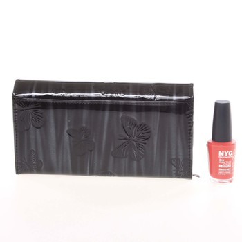 Jedinečná kožená lakovaná černo stříbrná peněženka - Lorenti Noragen