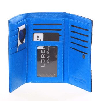 Jedinečná kožená modrá peněženka s lesklou klopou - Lorenti Nofeary