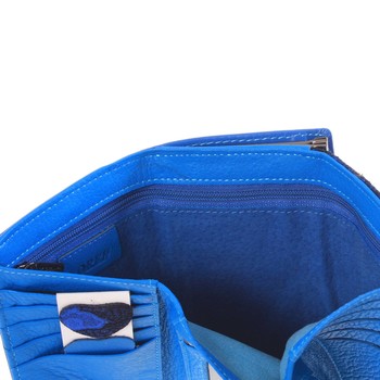 Jedinečná kožená modrá peněženka s lesklou klopou - Lorenti Nofeary
