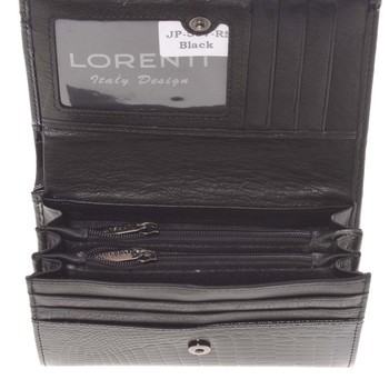 Dámská černá moderní kožená lakovaná peněženka - Loren 0507