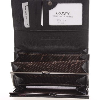 Středně velká lakovaná černá peněženka - Loren 6001