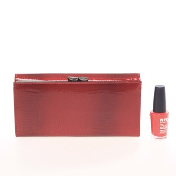 Velká dámská elegantní kožená lakovaná peněženka červená - Loren 2031